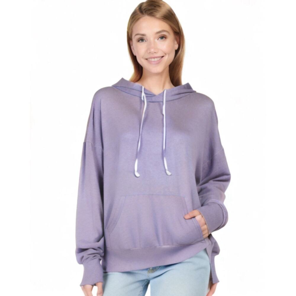 Xhilaration Women’s Oversized Hooded Sweatshirt Purple Pullover Size XL Cozy